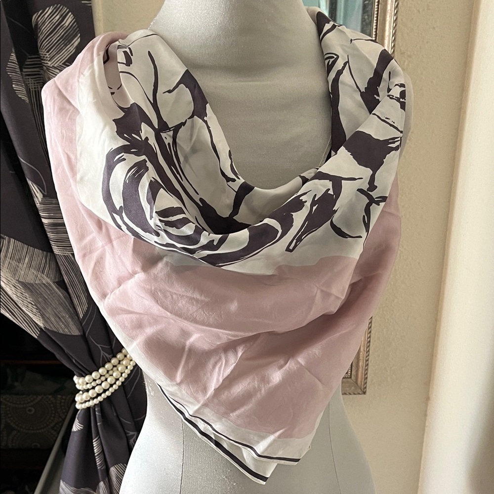 Rose Print Scarf in Pink and Dark Purple